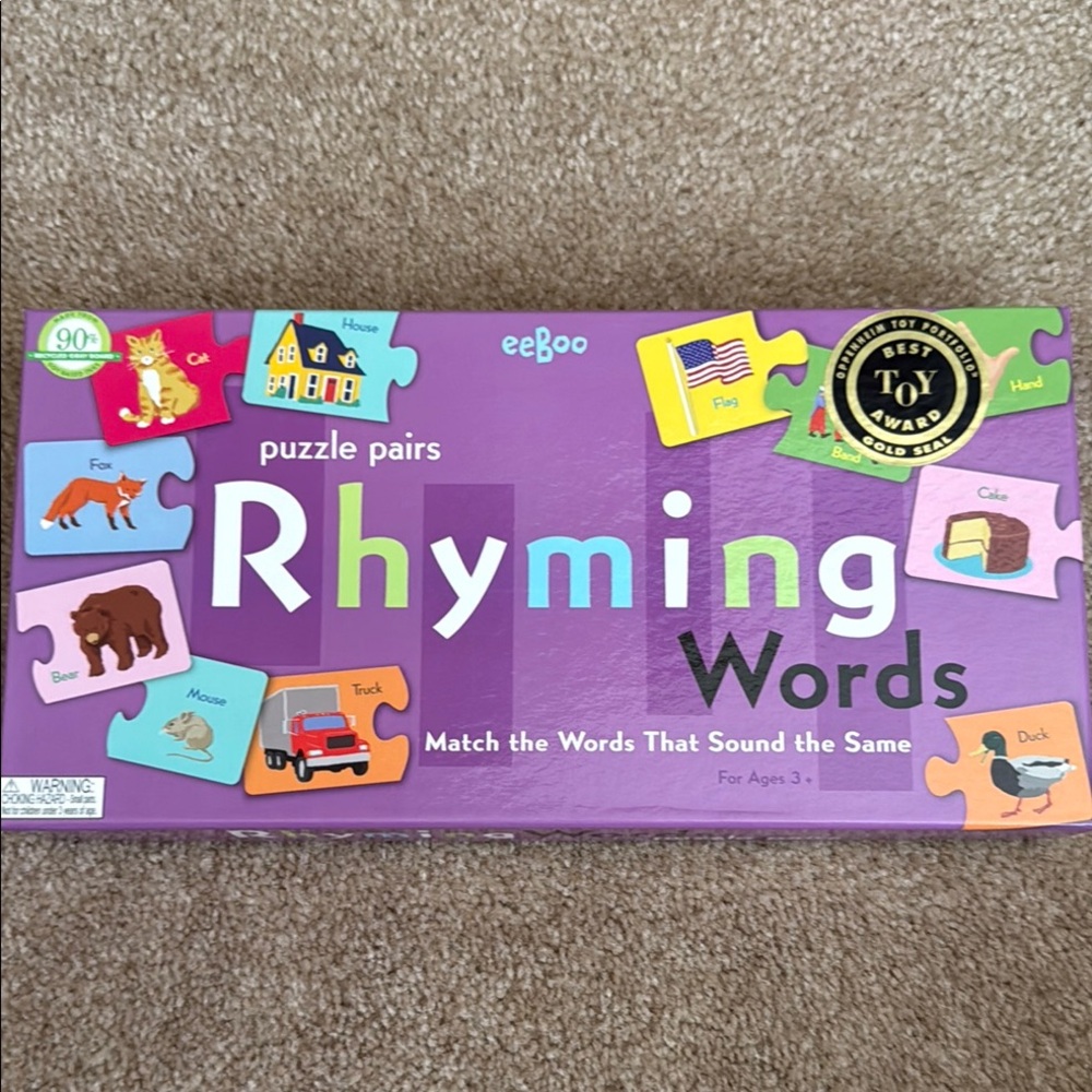 Purple Rhyming Words Puzzle Game-still shrink wrapped-never used!